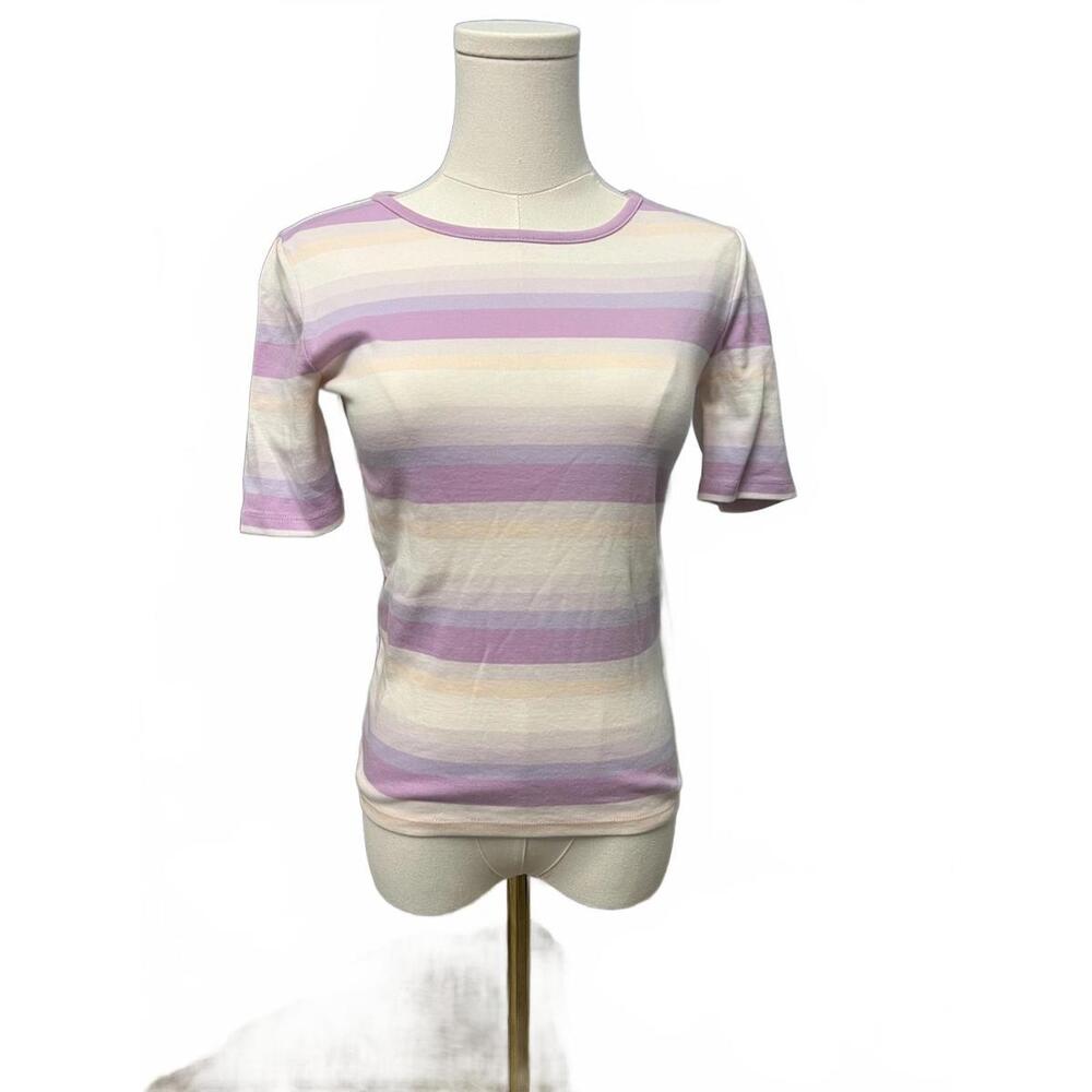J Crew Purple Striped Top - Pink & Cream